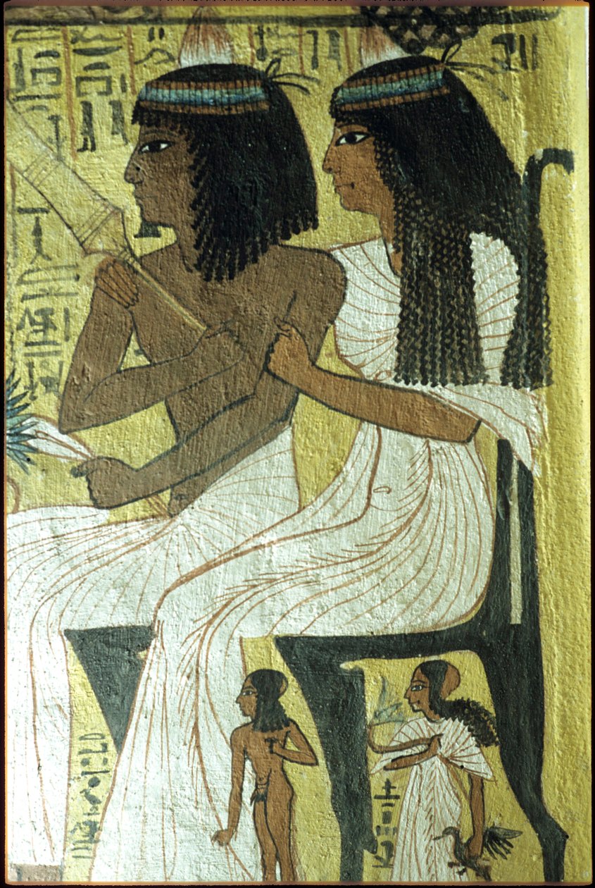 Starověký Egypt, Nástěnná malba, Sennedjemská hrobka, Hrobka šlechticů, Théby, Deir el Medina od Egyptian Egyptian