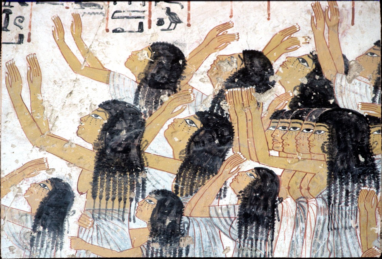 Starověký Egypt, Nástěnná malba, Kvílící ženy v pohřebním průvodu, Ramoseho hrobka, Théby od Egyptian Egyptian