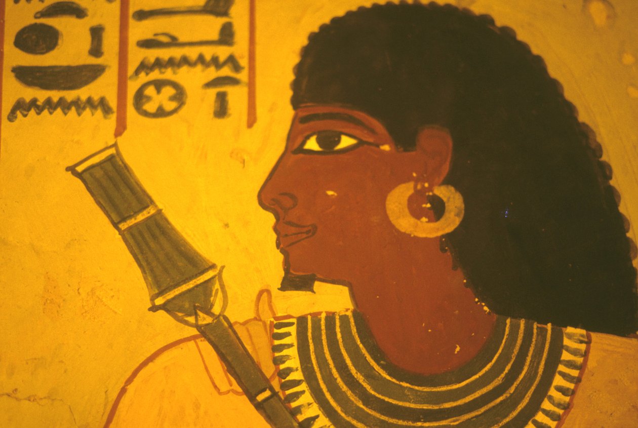 Starověký Egypt, Nástěnná malba/freska, Sennuferova hrobka, Théby/Luxor, Sennufer držící žezlo, starosta Théb, dozorce za Amenofise II. od Egyptian Egyptian