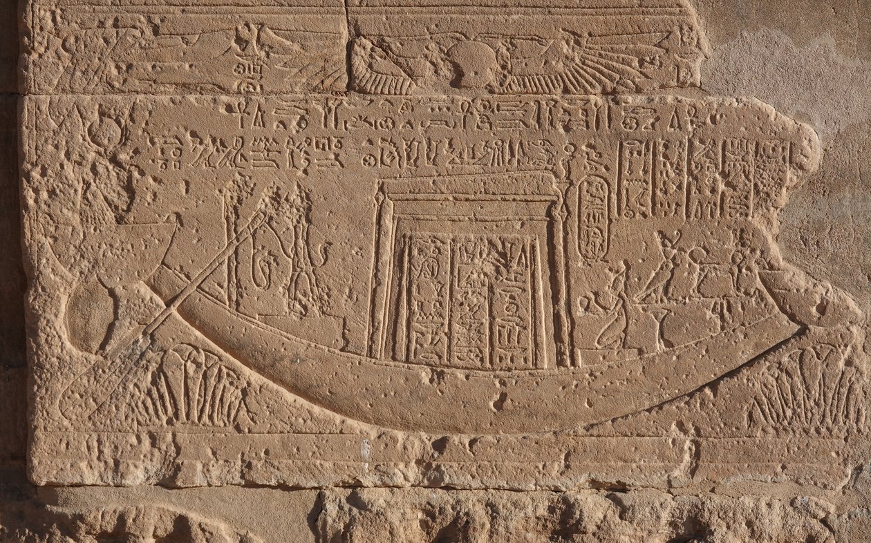 Loďka symbol života a slunce, chrám ve Philae od Egyptian Egyptian