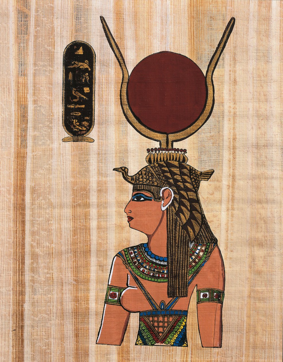 Kleopatra VII, rekonstrukce reliéfu z chrámu Kom Ombo (papyrus) od Egyptian Egyptian