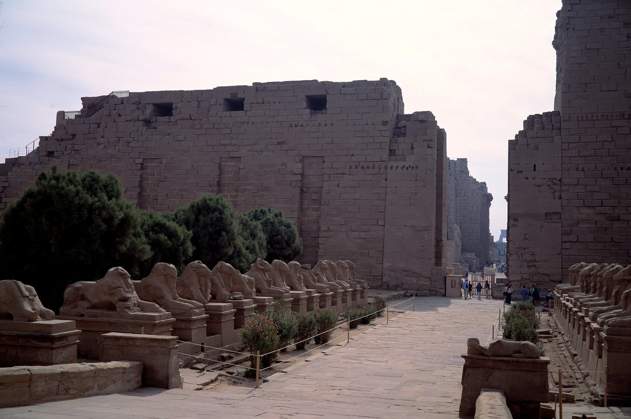 Egyptský starověk: alej (dromos) criosfingy (Sfinga v čele beliers) v Karnaku, Luxor, Egypt od Egyptian Egyptian
