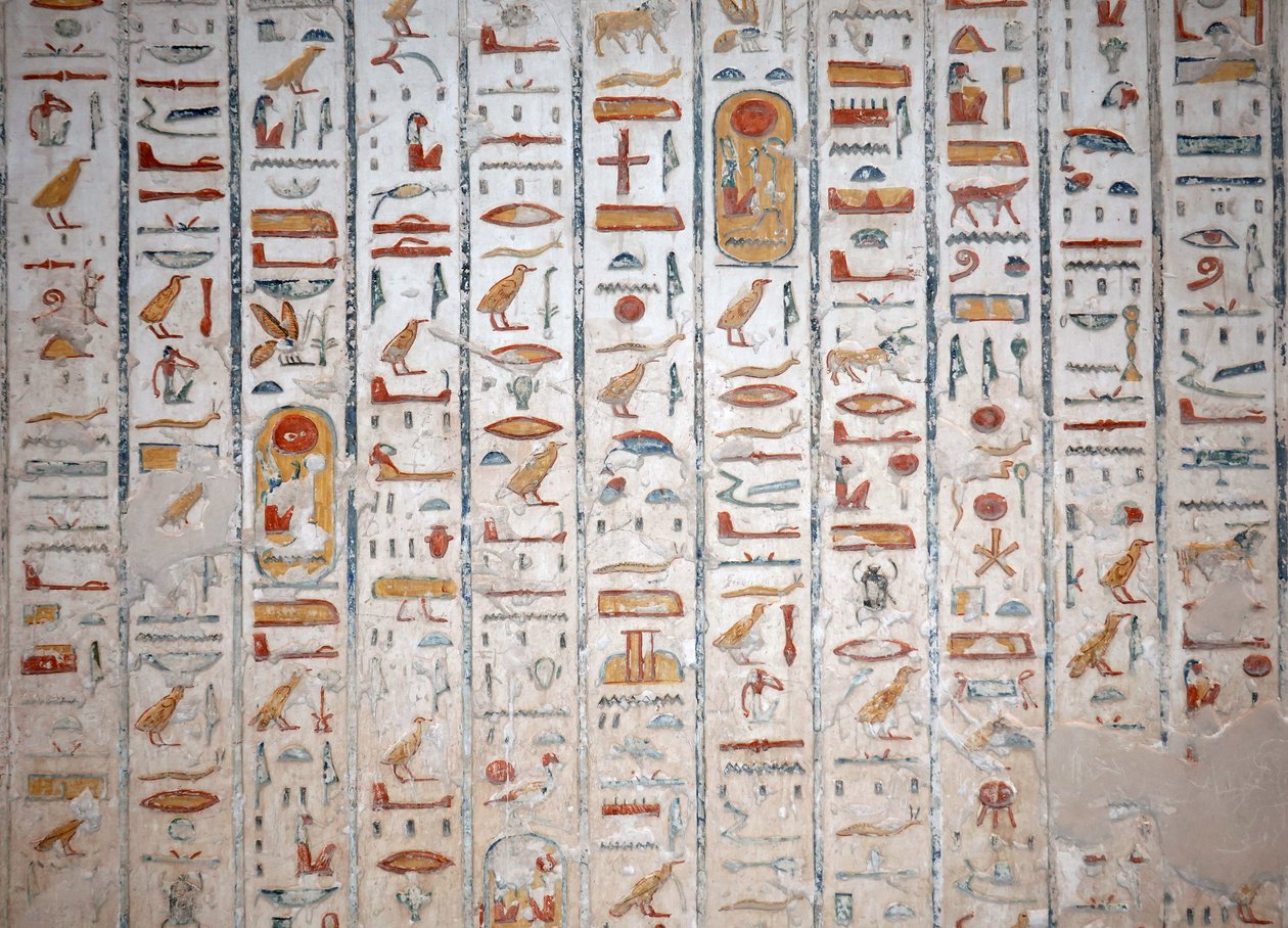 Nástěnný hieroglyf, Údolí králů, Luxor od Egyptian Egyptian