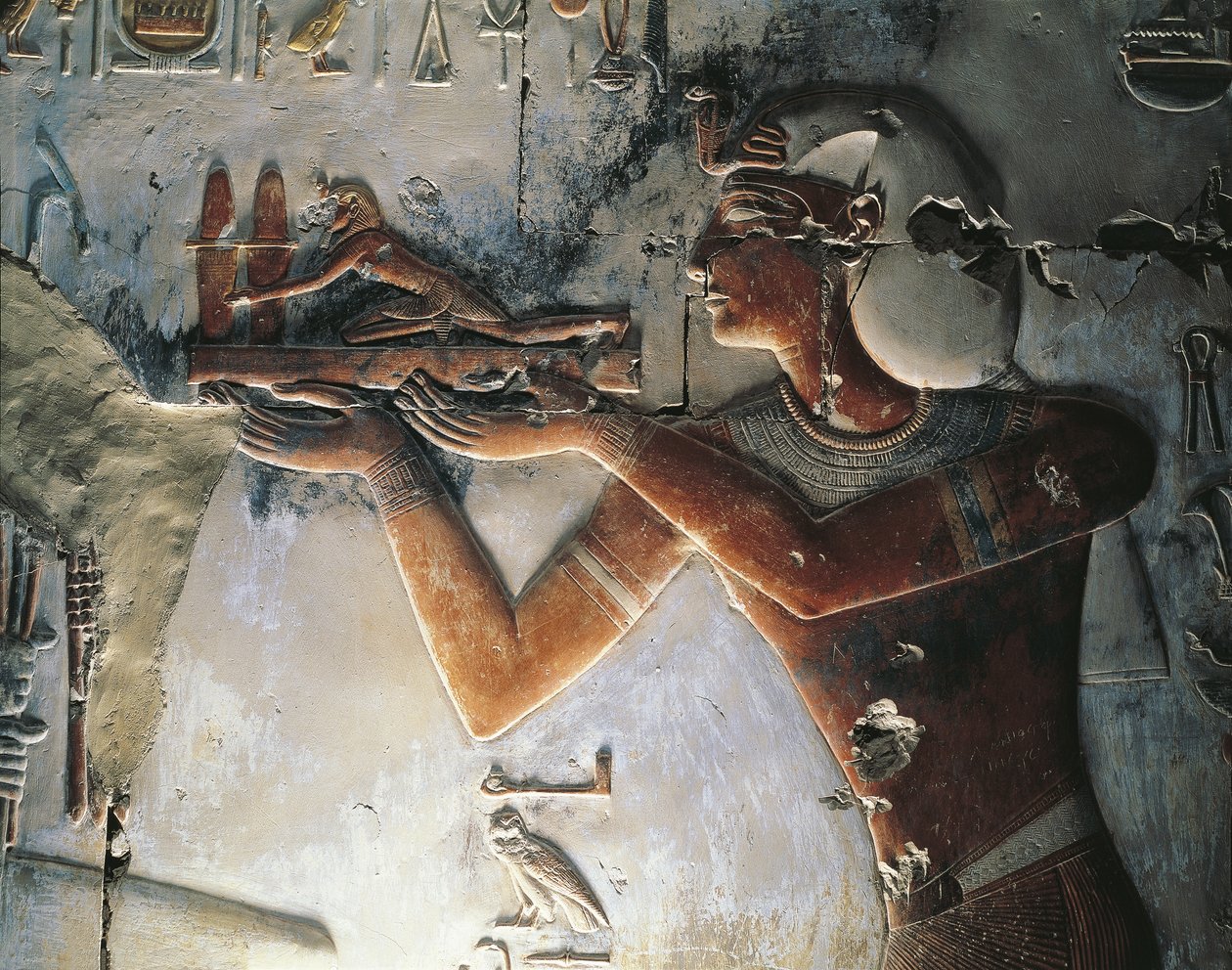 Malovaný reliéf faraona od Egyptian Egyptian