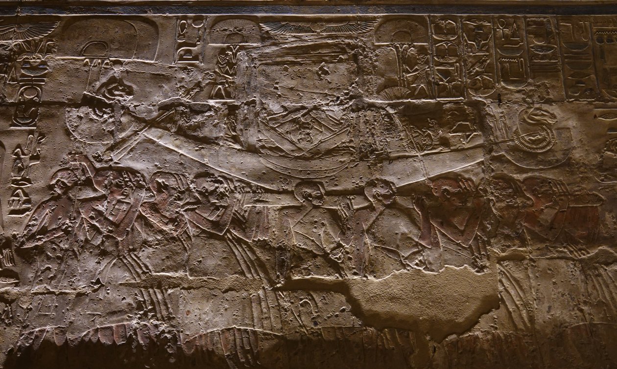 Otroci nesoucí loď, Luxorský chrám (reliéf) od Egyptian Egyptian