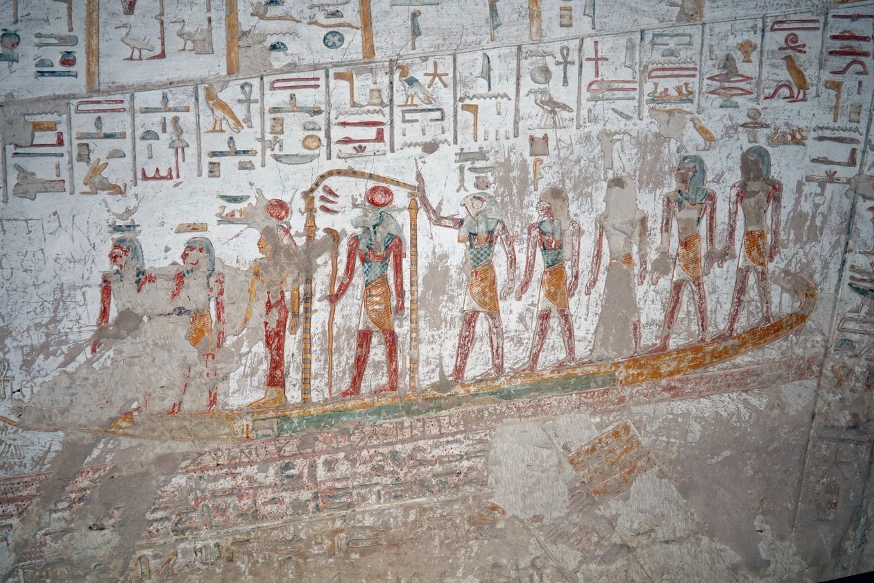 Hrobka Ramsese IX, Hieroglyf boha Ra na lodi, Luxor od Egyptian Egyptian
