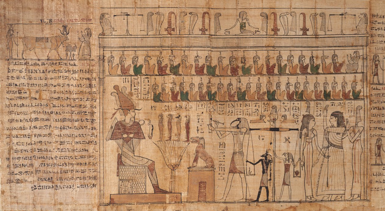 Kniha mrtvých Tsekhons, detail, vážení duší (psychostáza), -664 až -332 (papyrus) od Egyptian Egyptian
