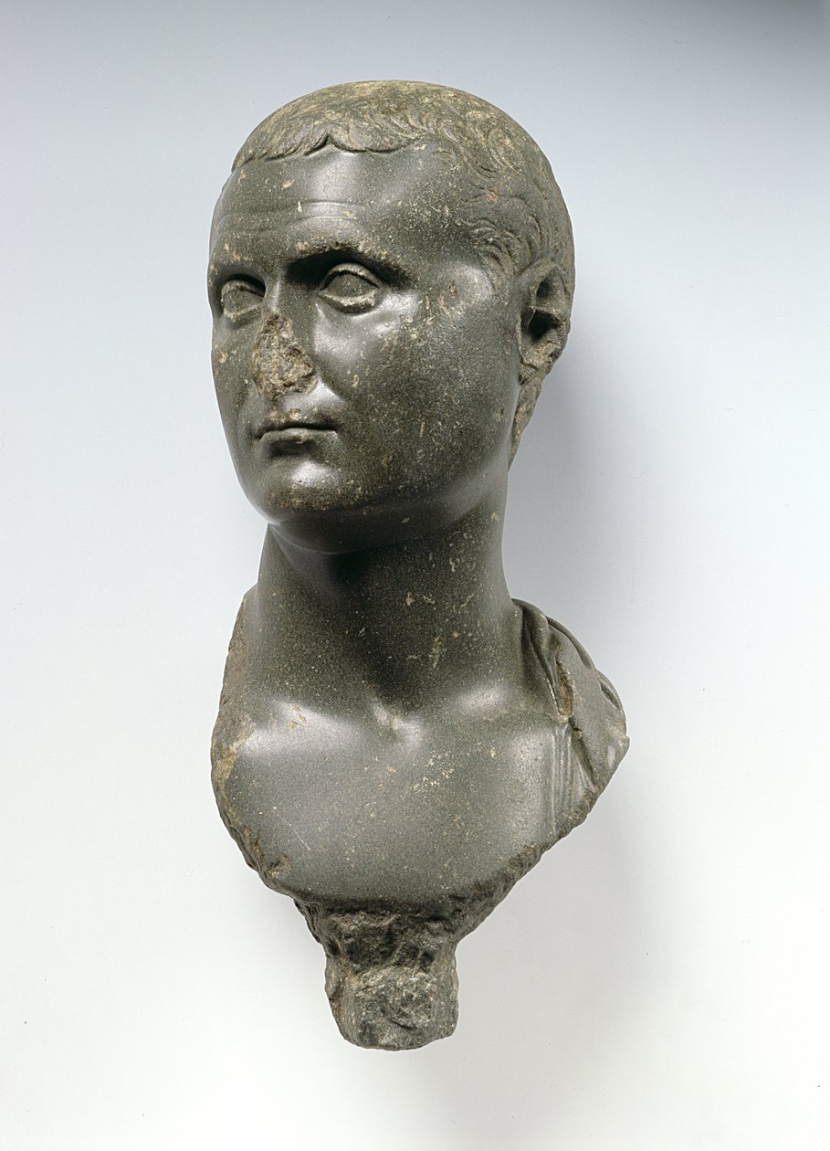 Busta římského šlechtice, údajně Marka Anthonyho (asi 82-30 př. n. l.), pravděpodobně z Alexandrie, Egypt, 50 př. nl - 50 n. l. (břidlice) od Egyptian Ptolemaic Period