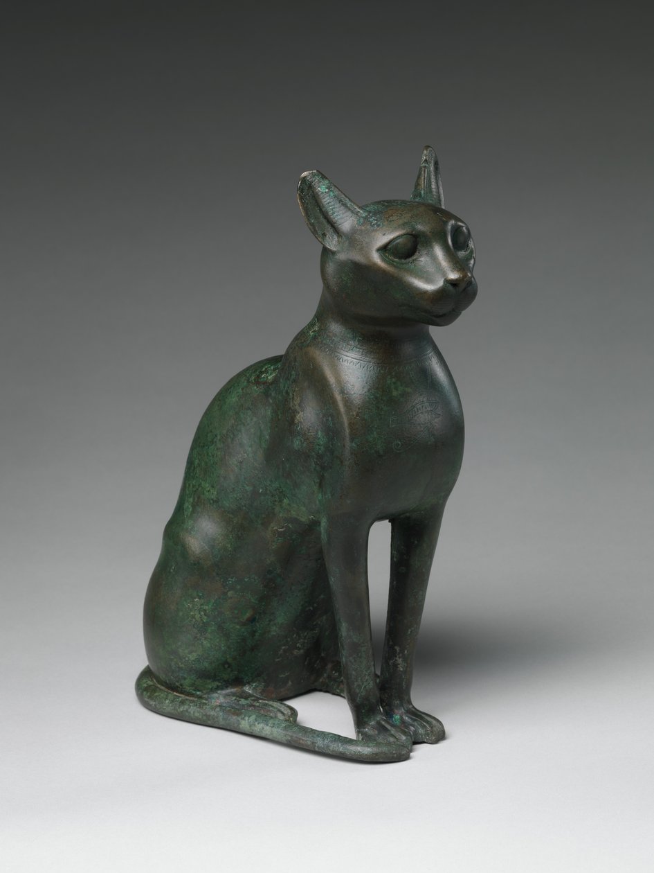 Soška kočky určená k uložení mumifikované kočky, 332–30 př. n. l. (olovnatý bronz) od Egyptian Ptolemaic Period