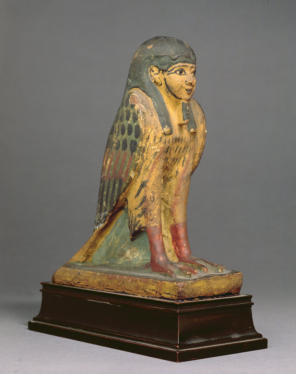 Pták Ba s lidskou hlavou (dřevo zdobené gesso a malované) od Egyptian Ptolemaic Period