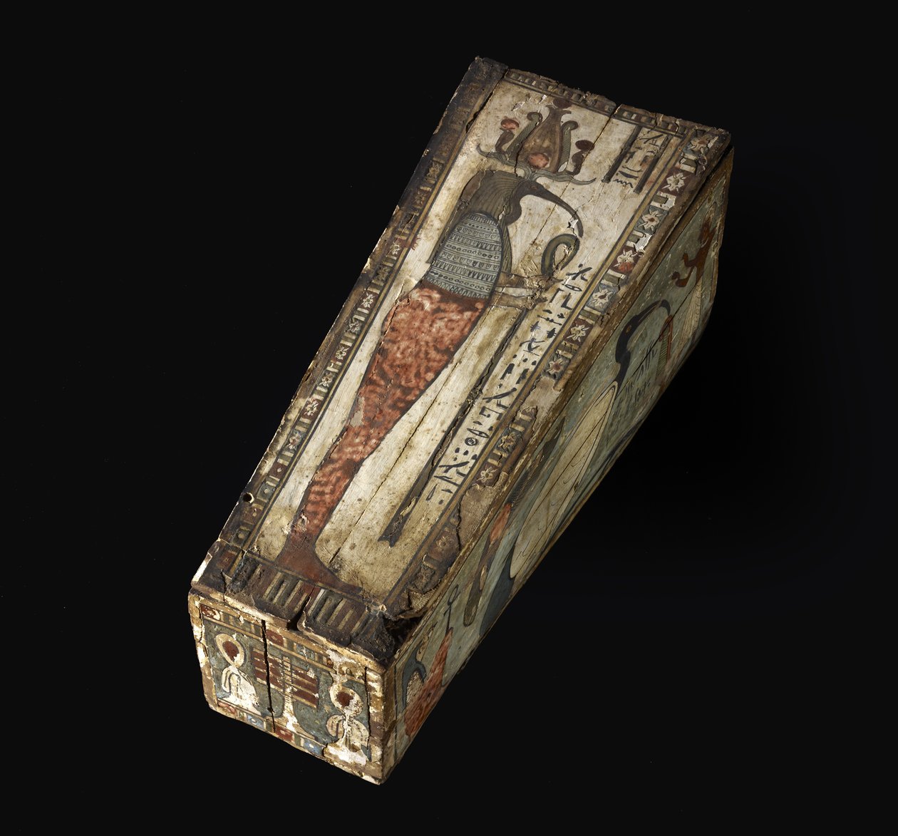 Malovaná dřevěná rakev posvátného ibise z Thotha, 305-30 př. n. l. (dřevo s polychromovanou výzdobou) od Egyptian Ptolemaic Period