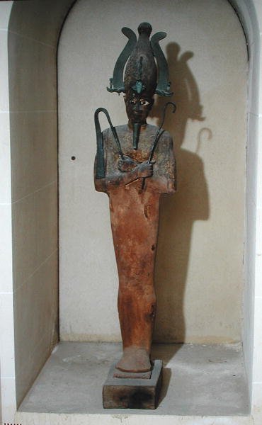 Socha kultu Osiris (malované dřevo a bronz) od Egyptian Ptolemaic Period