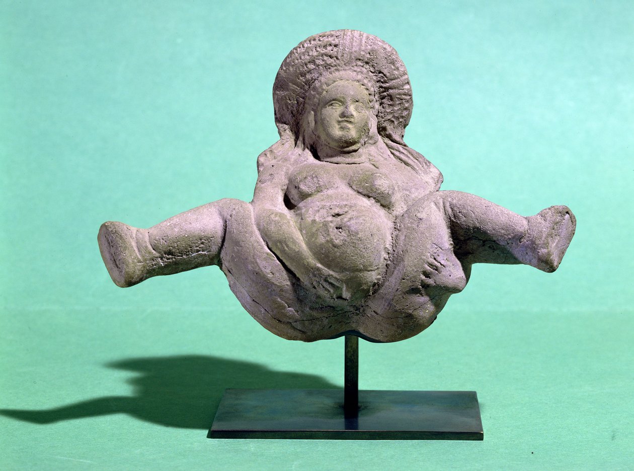 Soška rodící ženy, darovaná těhotným ženám za úspěšný porod, z Alexandrie (terakota) od Egyptian Ptolemaic Period