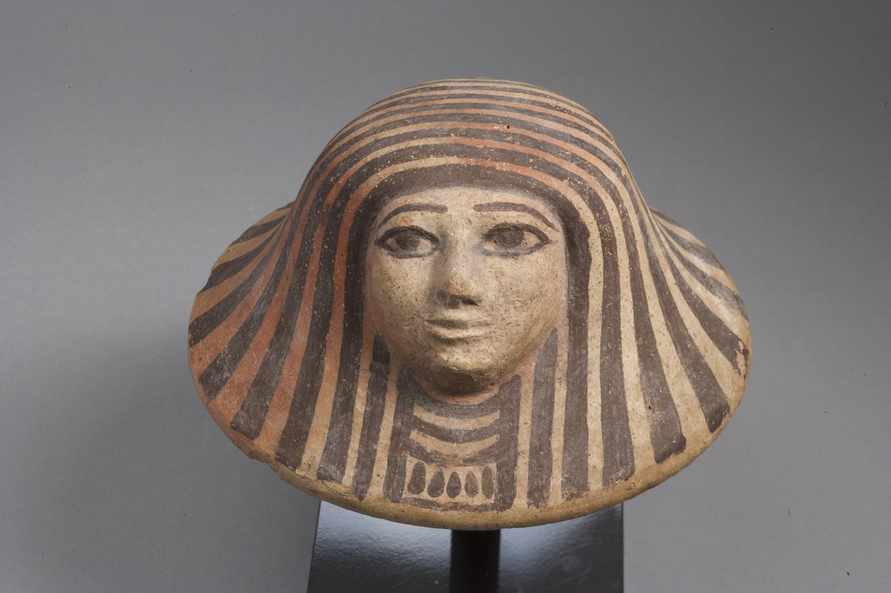 Canopic víko na sklenici, New Kingdom (terakota) od Egyptian School