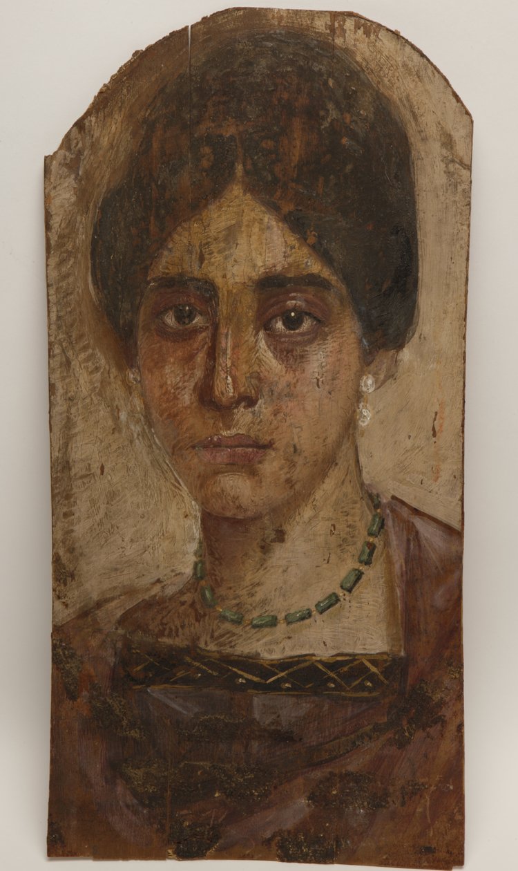Portrét mumie, asi 136-160 (malba na dřevě) od Egyptian School