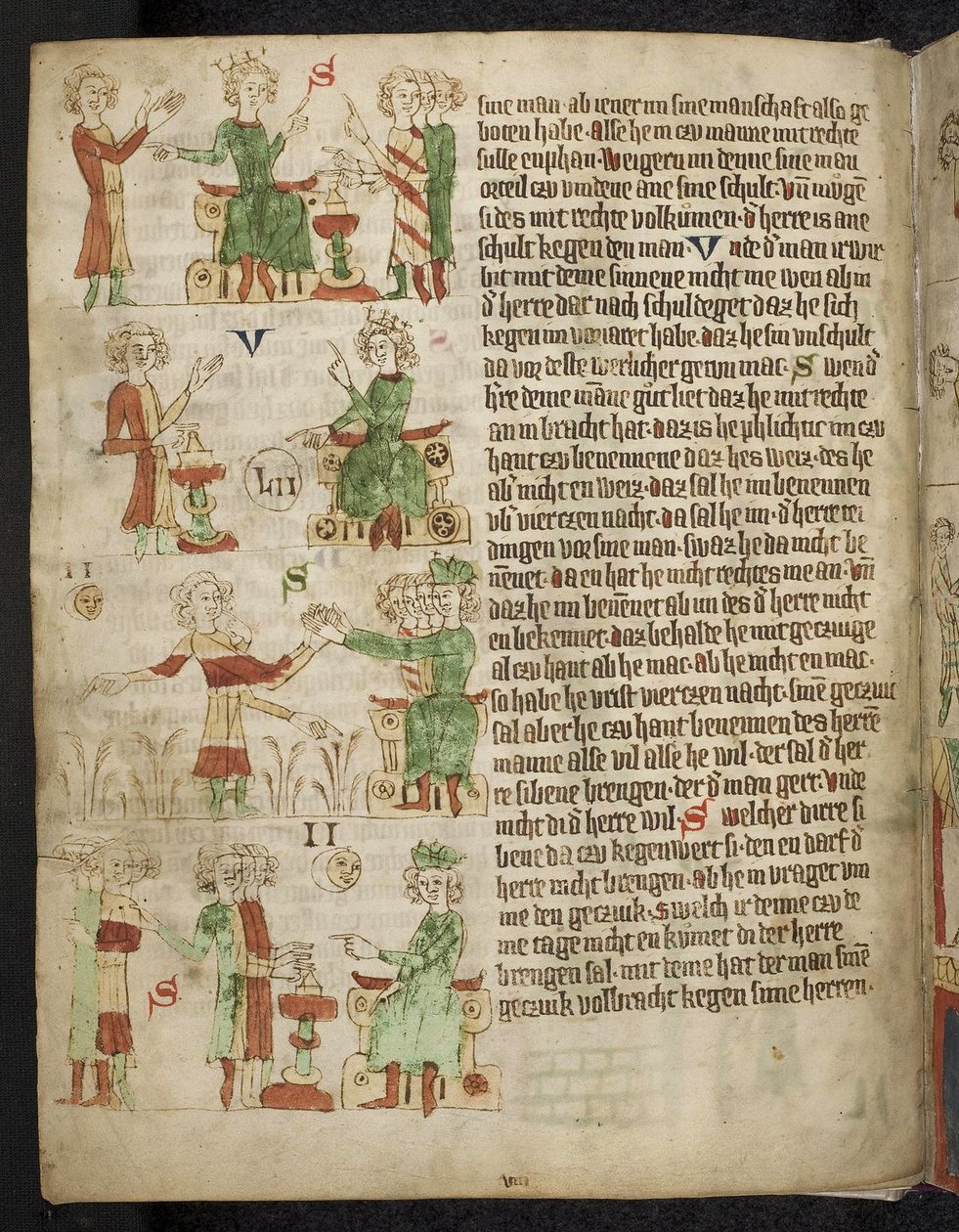 Feudální právo. Z Heidelbergu Sachsenspiegel, 14. století od Eike von Repgow