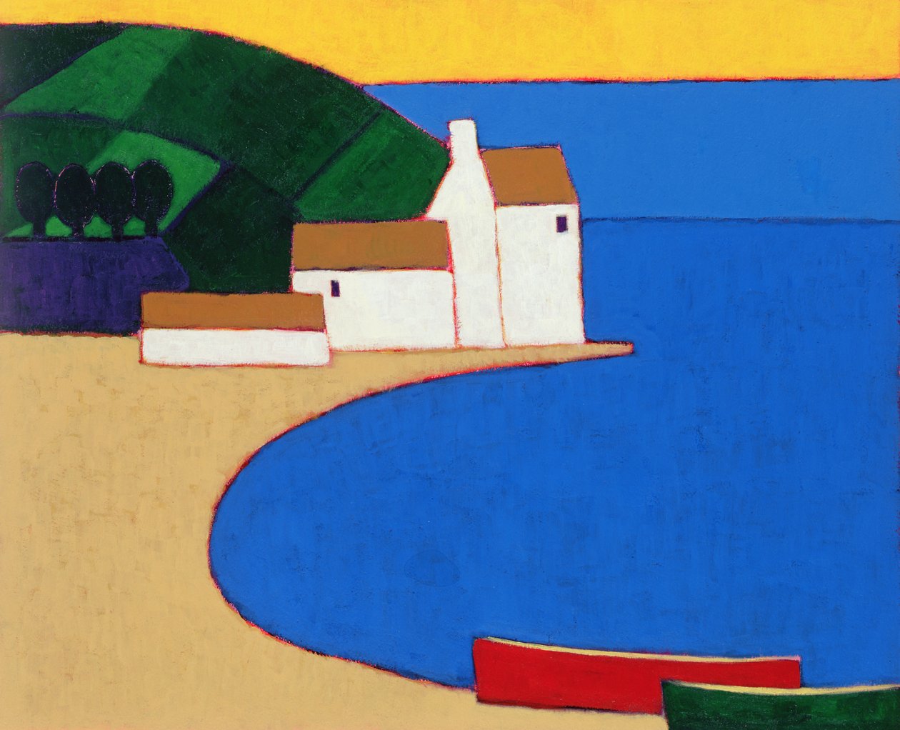 Bay v jižní Bretani, 2004 (akryl na papíře) od Eithne Contemporary Artist Donne