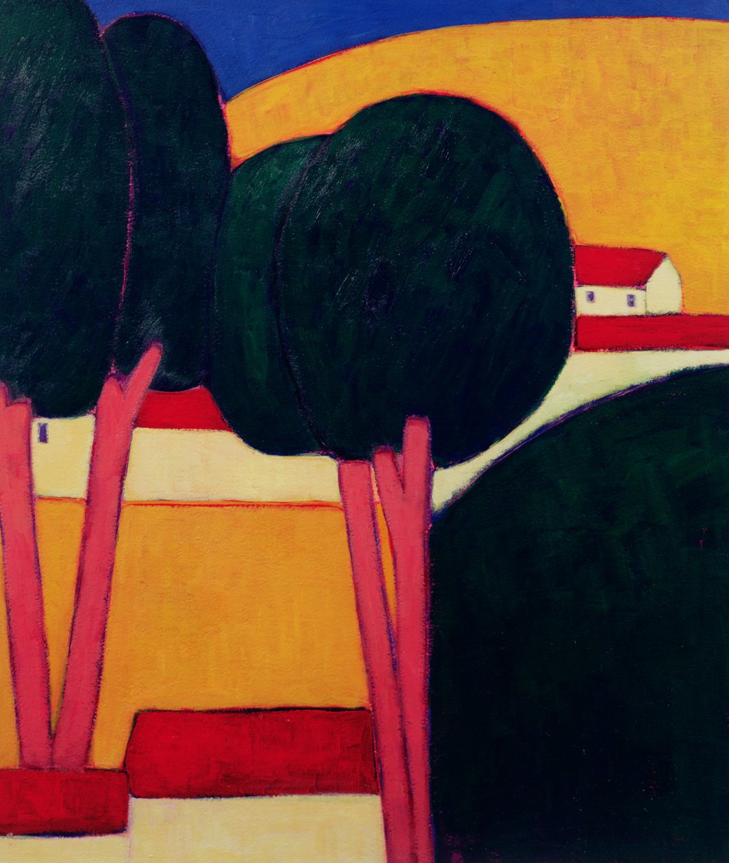 Provensálská farma, 1997 (akryl na papíře) od Eithne Contemporary Artist Donne