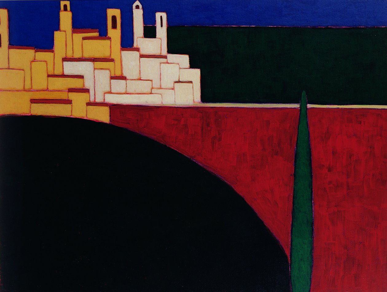 San Gimignano, 1999 (akryl na papíře) od Eithne Contemporary Artist Donne