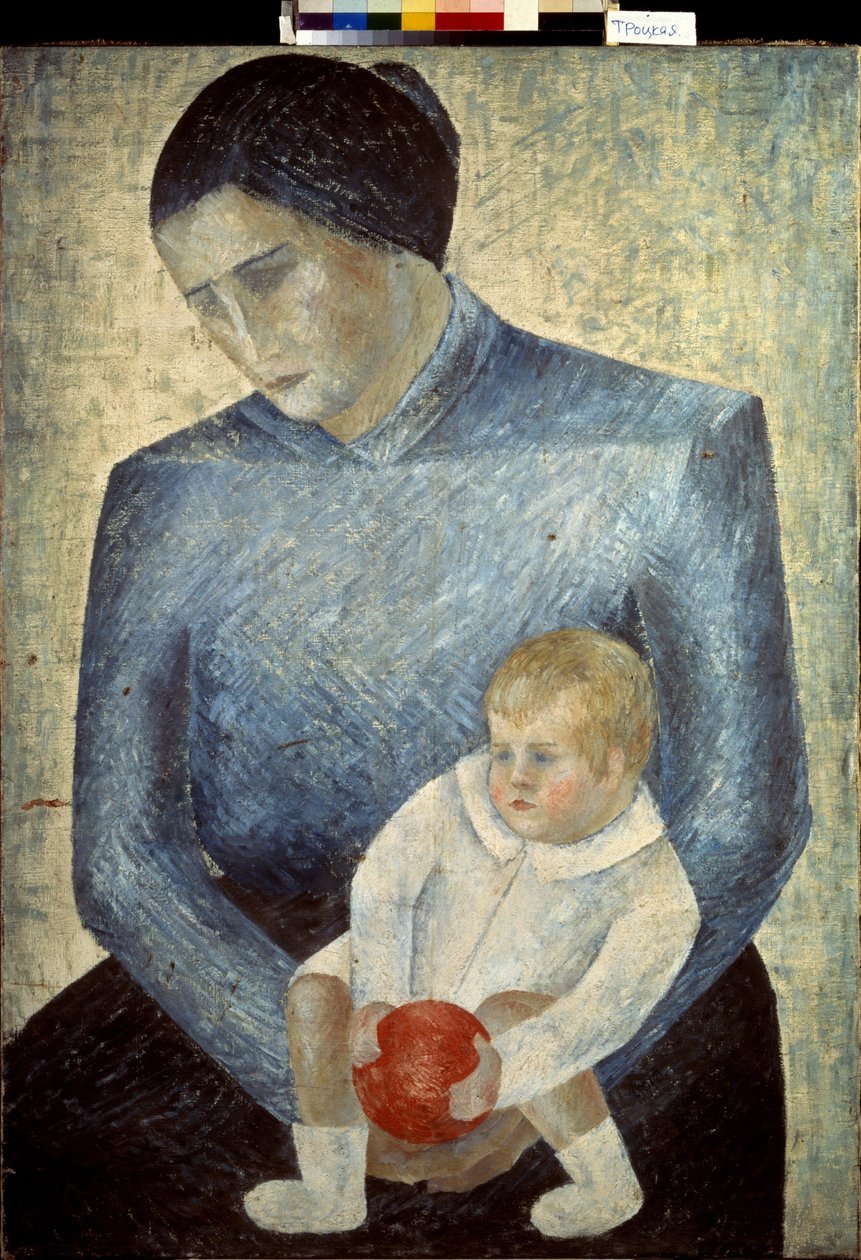 Dítě s pomerančem (Child With An Orange). Obraz Ekaterina Petrova Troitskaya (Petrova-Troitskaya) (1900-1932), olej na plátně od Ekaterina Petrova Troitskaya
