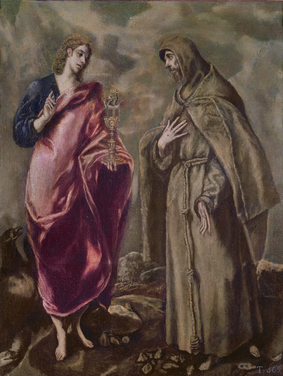 Svatý Jan Evangelista a svatý František z Assisi, kolem roku 1608 od El Greco