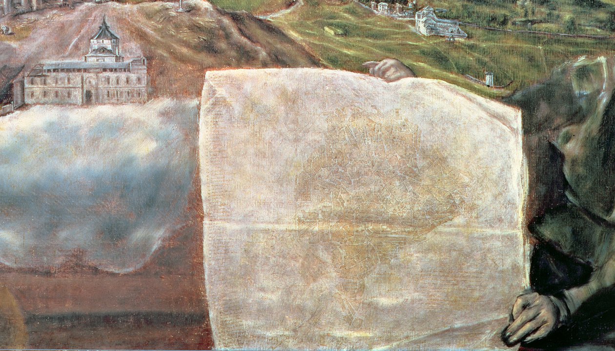 Pohled a mapa města Toledo olej na plátně detail 124615 od El Greco