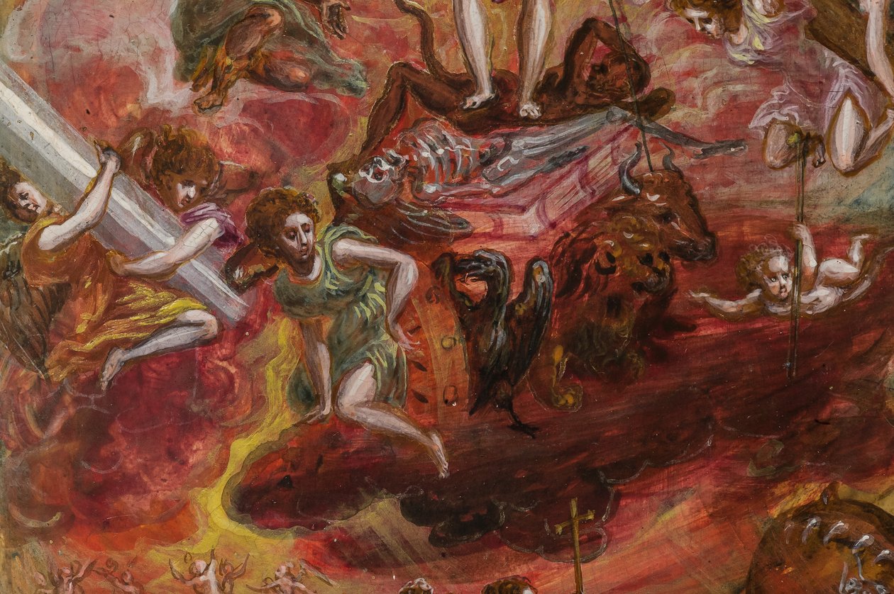 Přenosný oltář: centrální panel zobrazující alegorii křesťanského rytíře, detail 2384586 (tempera grassa na panelu) od El Greco