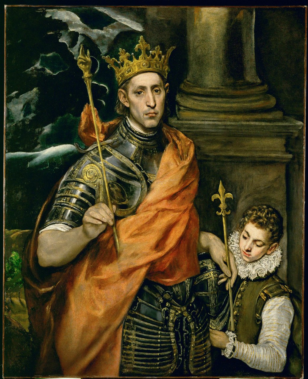 Saint Louis, roi de France et un page - Svatý Ludvík, král Francie, a pážátko... od El (1541 1614) Greco