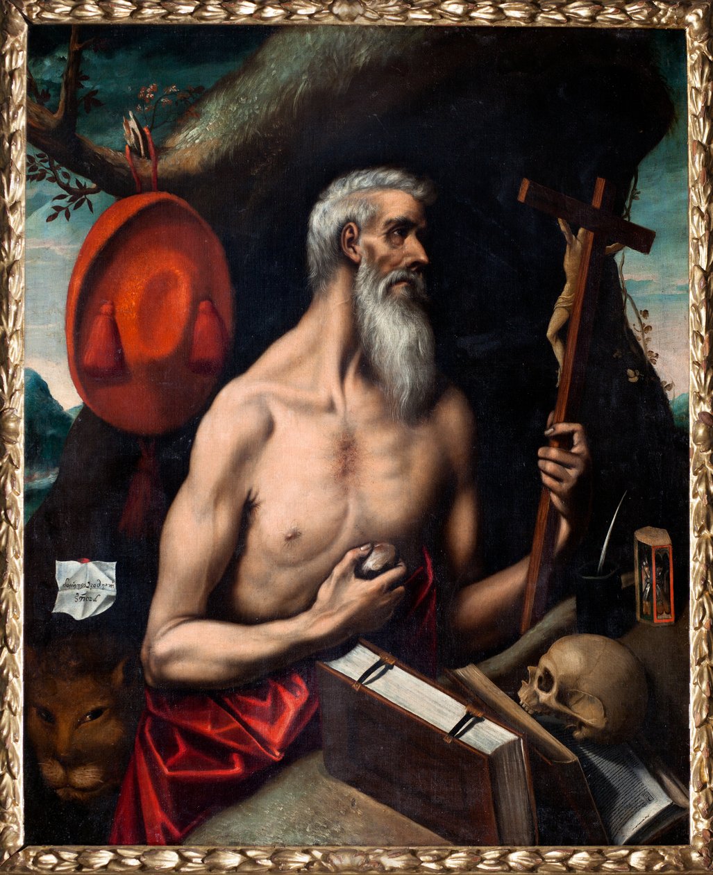 Farní muzeum. Malování. Svatý Jeronimo (San Jerónimo). Olej na plátně. Připsáno škole El Greco, od El (1541 1614) (follower of) Greco