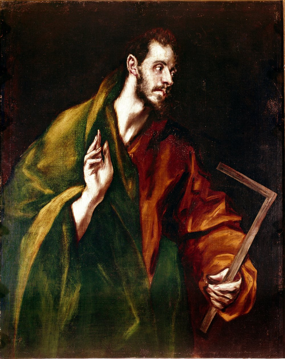 Apoštolát katedrály v Toledu: Apotre Saint Thomas. Obraz Domenikos Theotokopoulos dit El Greco (1540-1614) od El Greco