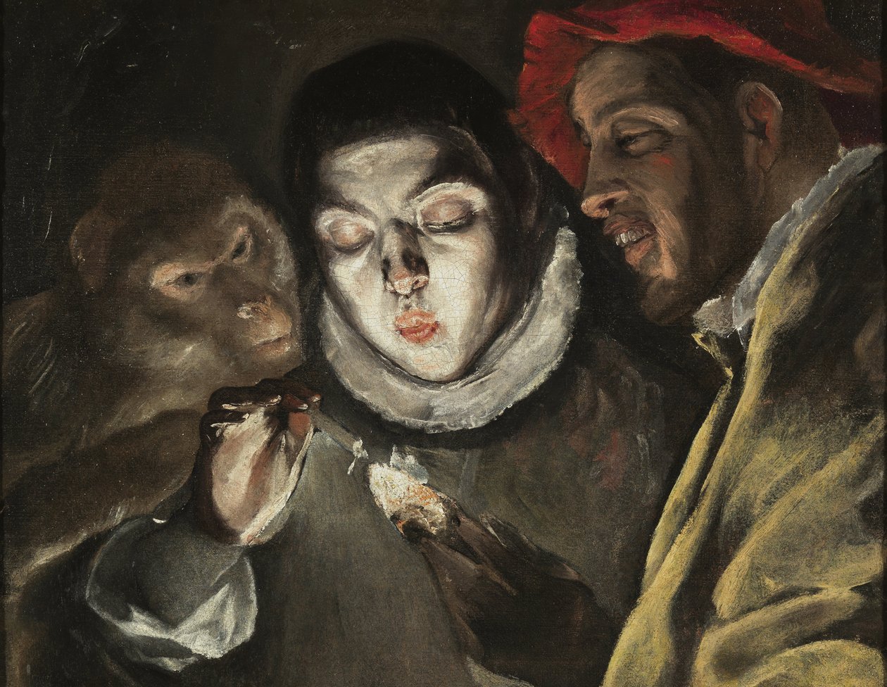 La fable - Peinture de Dominicos Theotokopoulos dit Le Greco (1541-1614), huile sur toile (50,5x63,6 cm), vers 1580 - (The Fable, olej na plátně El Greco) - Museo del Prado, Madrid (Španělsko) od El Greco
