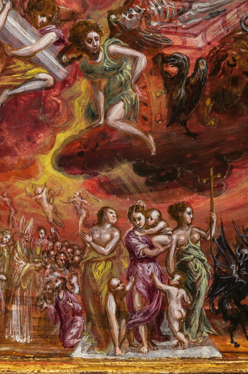 Přenosný oltář: centrální panel zobrazující alegorii křesťanského rytíře, detail 2384586 (tempera grassa na panelu) od El Greco
