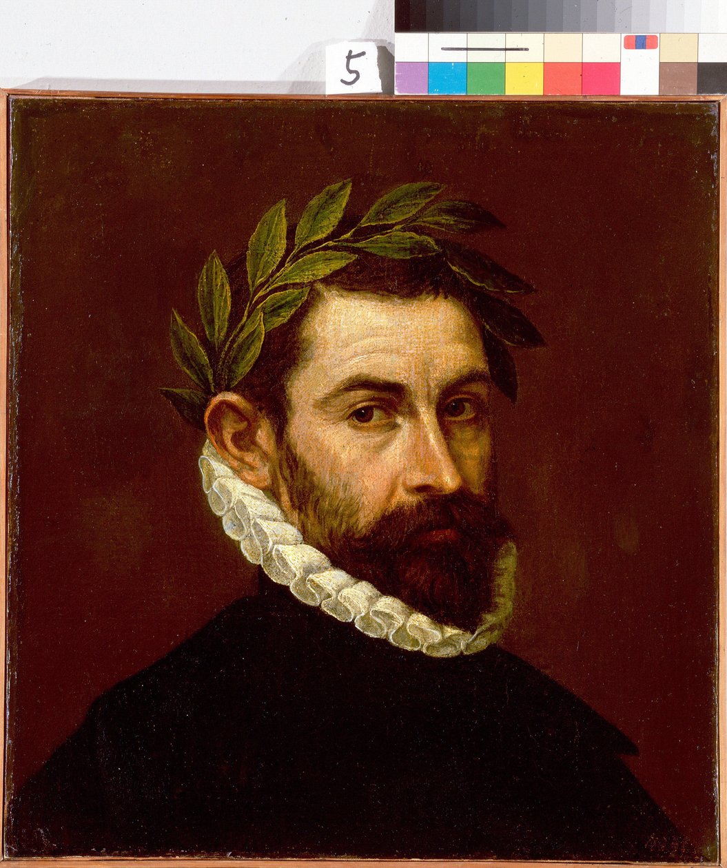""Portrét básníka Alonso de Ercilla y Zuniga (1533-1594)"" Malba Domenikose Theotokopoulose známého jako El Greco (1540-1614) 1576-1578 Rozměr. 44,3 x 41,5 cm Muzeum Ermitáž v Petrohradu od El Greco