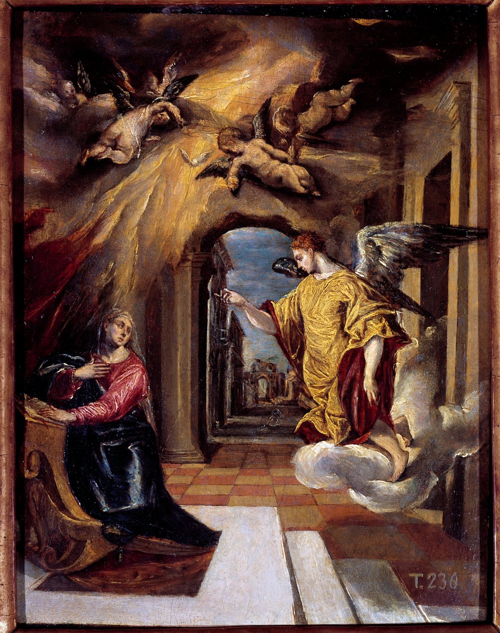 Obraz Zvěstování od Domenikose Theotokopoulose Dit El Greca (1540-1614) od El Greco