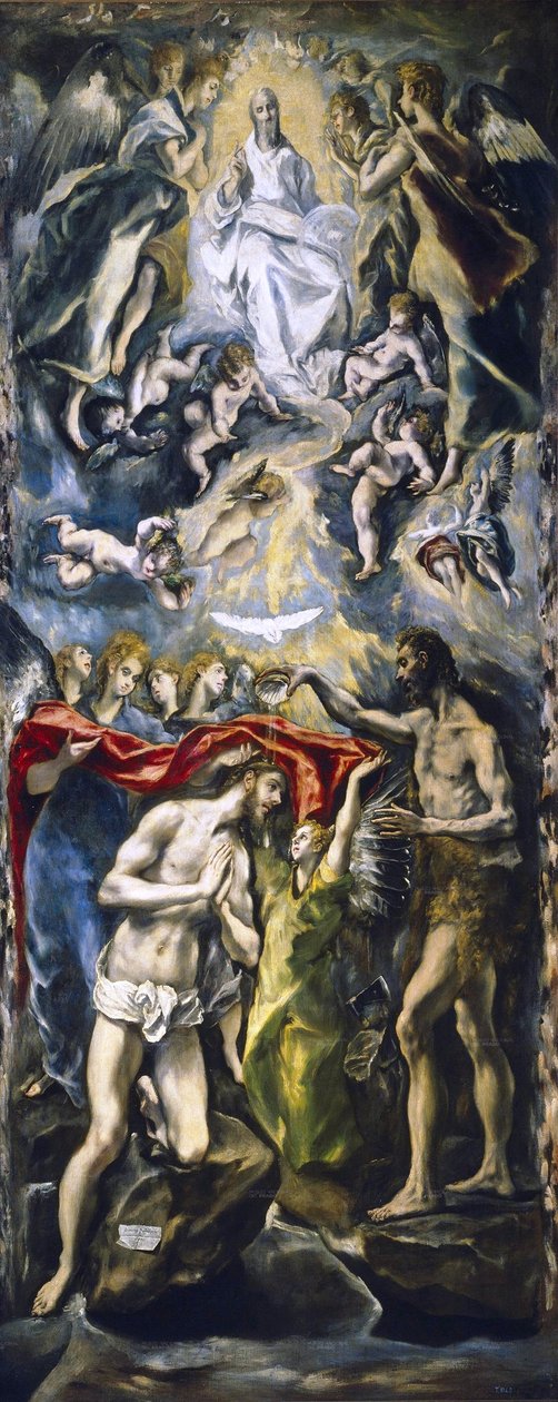 Křest Krista, kolem roku 1597 (olej na plátně) od El Greco