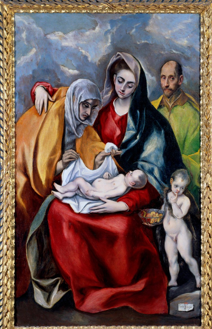 Svatá rodina se sv. Annou, sv. Josefem a sv. Janem Křtitelem Obraz Dítě od Domenika Theotokopoulos dit El Greco (1541-1614) 17. století ne. 1,07x0,69 m Madrid, muzeum Prado od El Greco