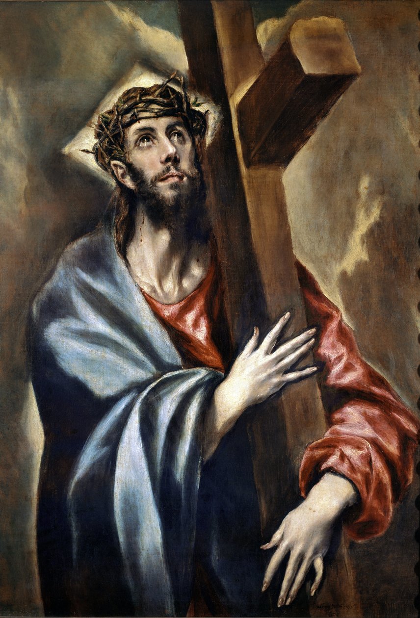 Cesta na Kalvárii, detail Krista nesoucího kříž (olej na plátně od El Greco