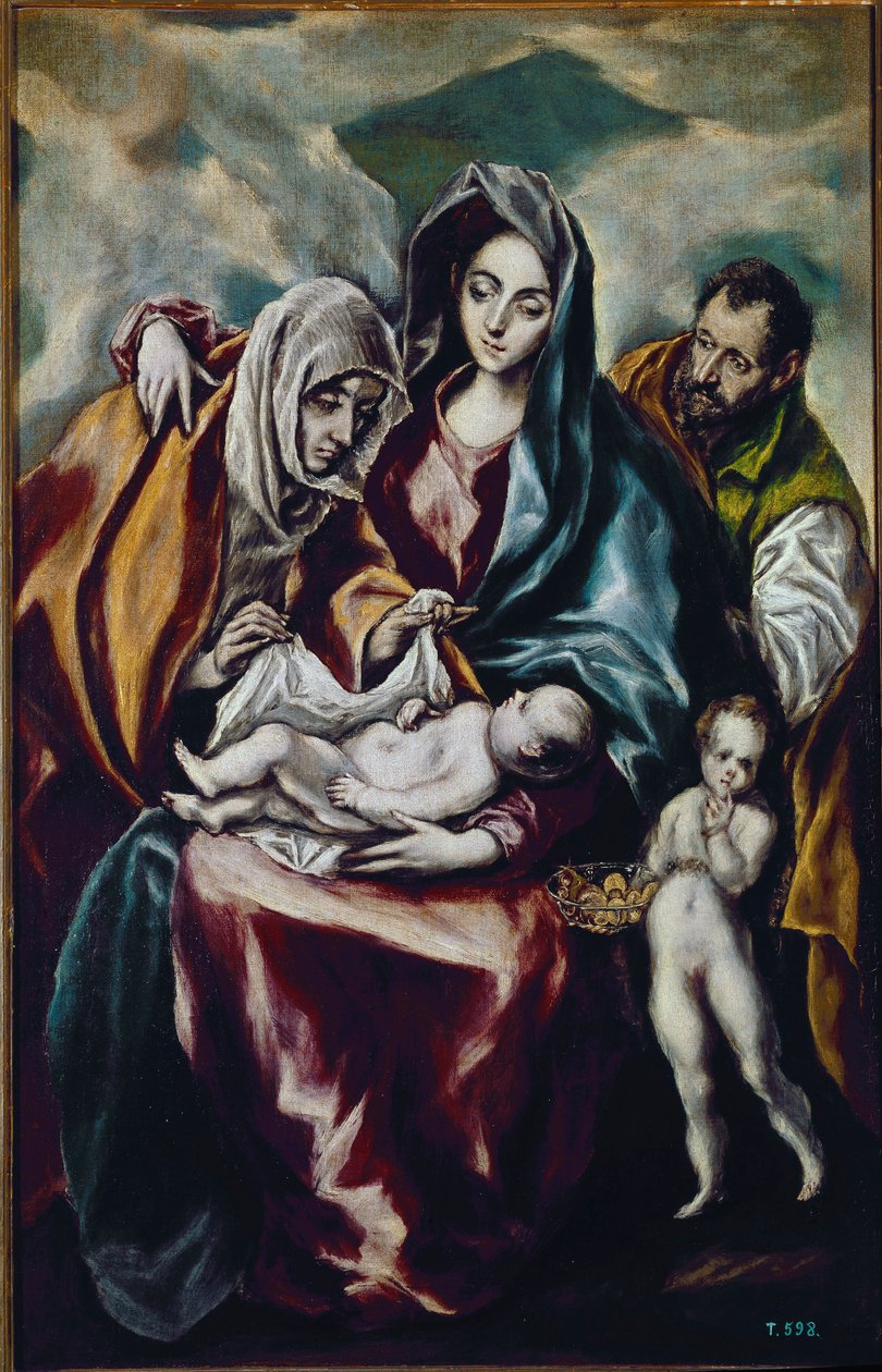 Panna s dítětem (Svatá rodina se sv. Janem Křtitelem a sv. Annou) (olej na plátně od El Greco