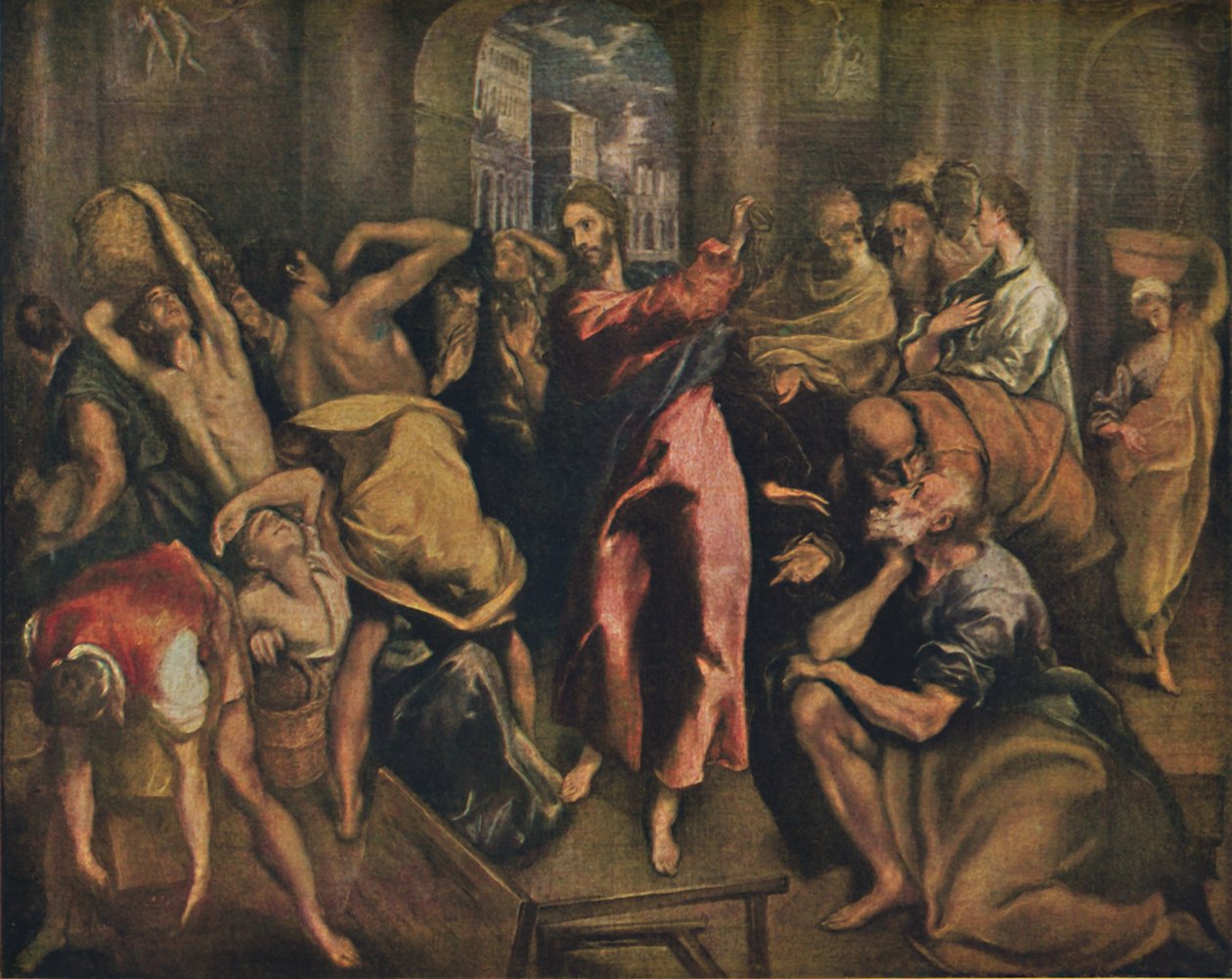 Die Tempelreinigung, Kristus čistí chrám, c1570, 1938 od El Greco