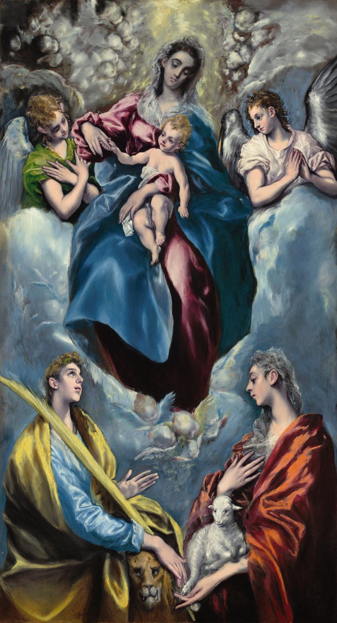 Madona s dítětem se svatým Martinem a svatou Anežkou od El Greco