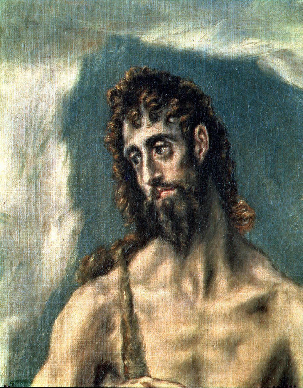 SS. Jan Evangelista a Jan Křtitel, detail Křtitele, 1605-10 detail olej na plátně z 86552 od El Greco