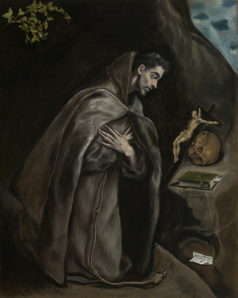 Svatý František klečící v meditaci od El Greco