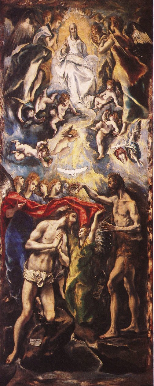 Kristův křest od El Greco
