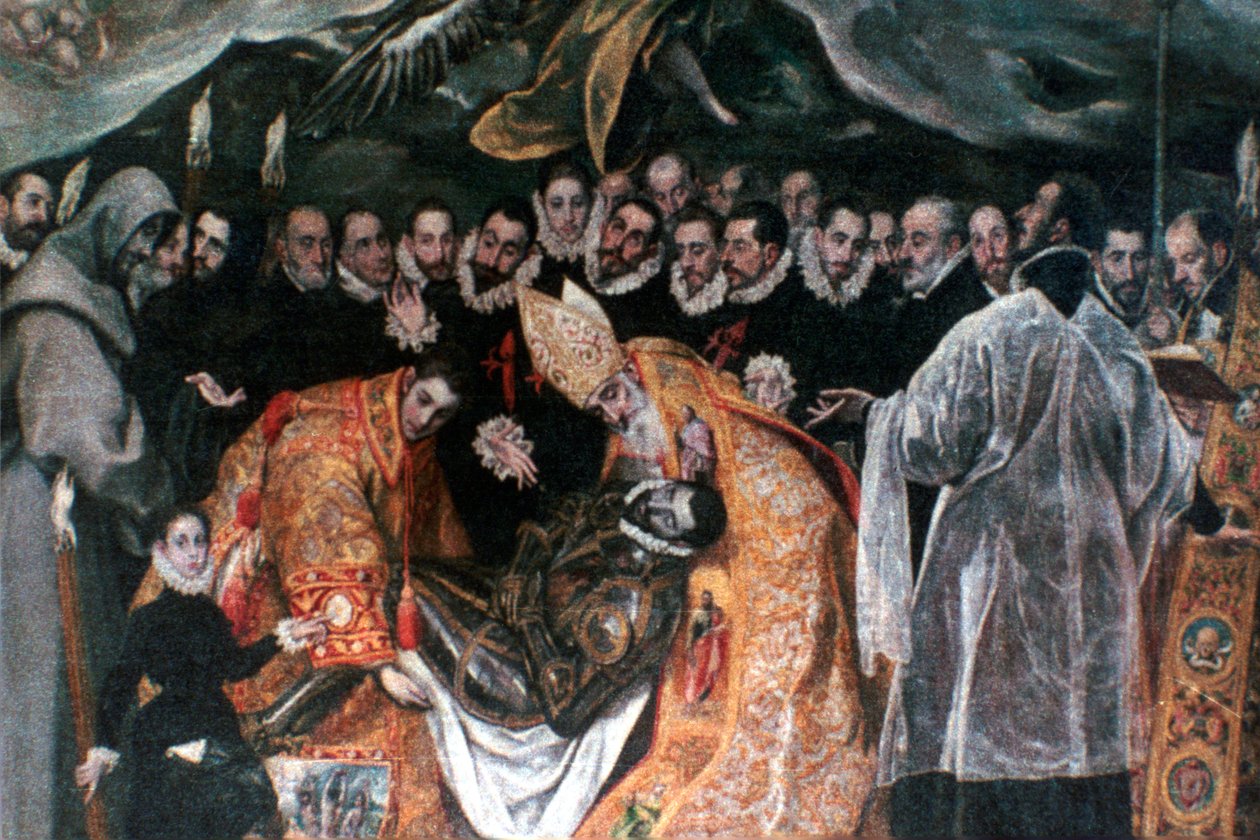 Detail pohřbu hraběte Orgaze, 1586-1588 od El Greco