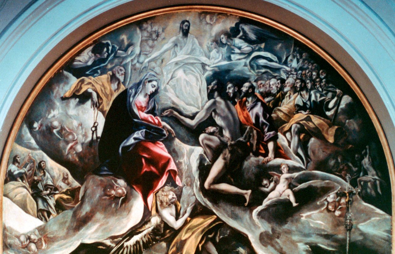 Detail pohřbu hraběte Orgaze, 1586-1588 od El Greco