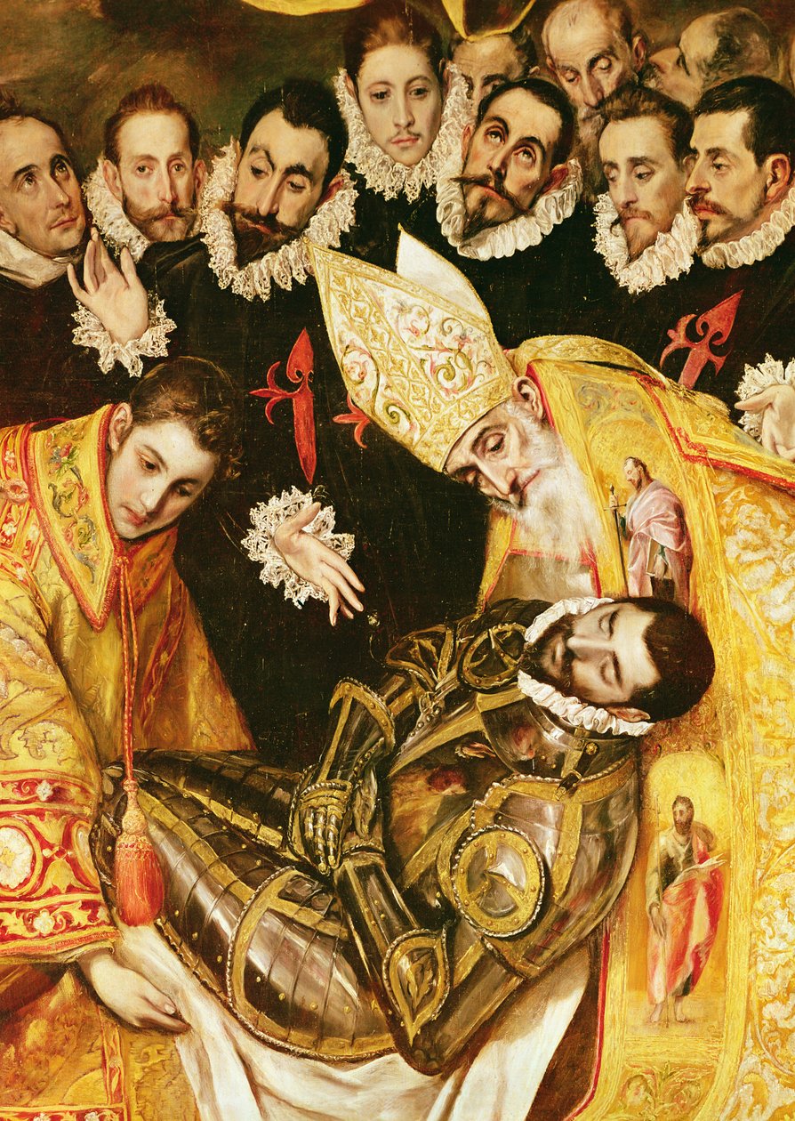 Pohřeb hraběte Orgaze, detail hraběte se sv. Štěpánem a sv. Augustinem, 1586 (detail 44240) od El Greco