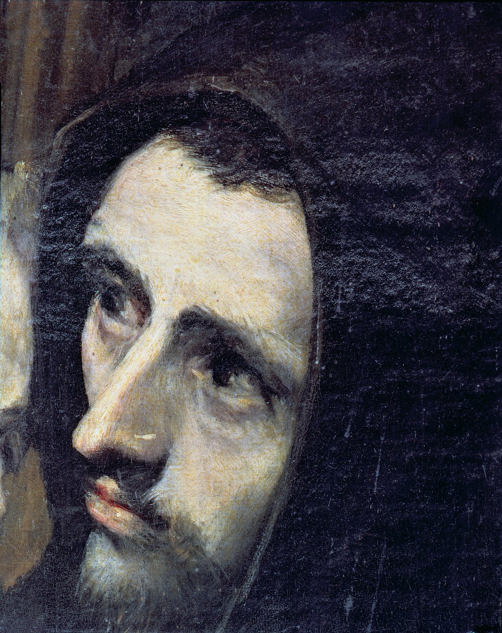 Pohřeb hraběte Orgaze, z legendy z roku 1323, detail františkánského mnicha, 1586-88 detail olej na plátně 44240 od El Greco