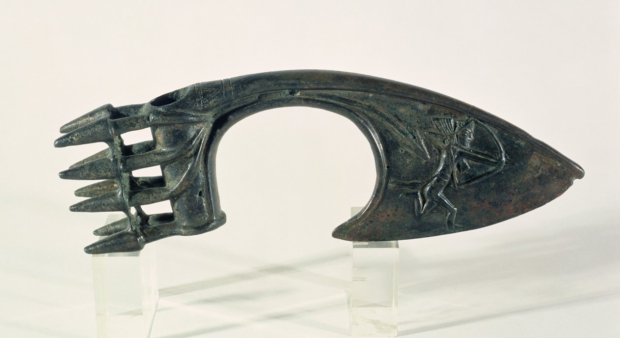 Čepel sekery zobrazující lučištníka, možná z Lorestanu, Írán, koncem 2. nebo začátkem 1. tisíciletí před naším letopočtem (bronz) od Elamite