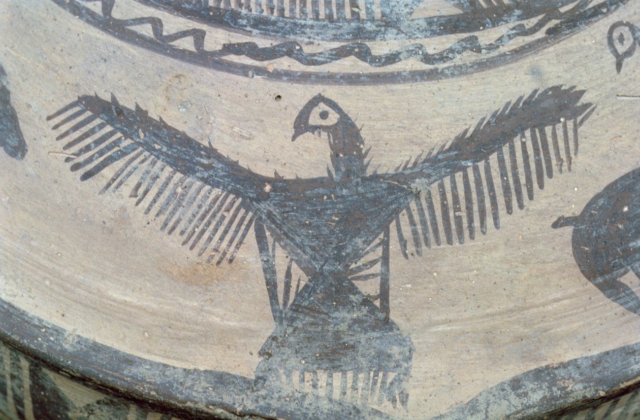 Dravec s otevřenými křídly, z horní strany velké nádoby, Fasa ware, cca 2000 př. n. l. (malovaná hlína) (detail) (viz také 179137) od Elamite
