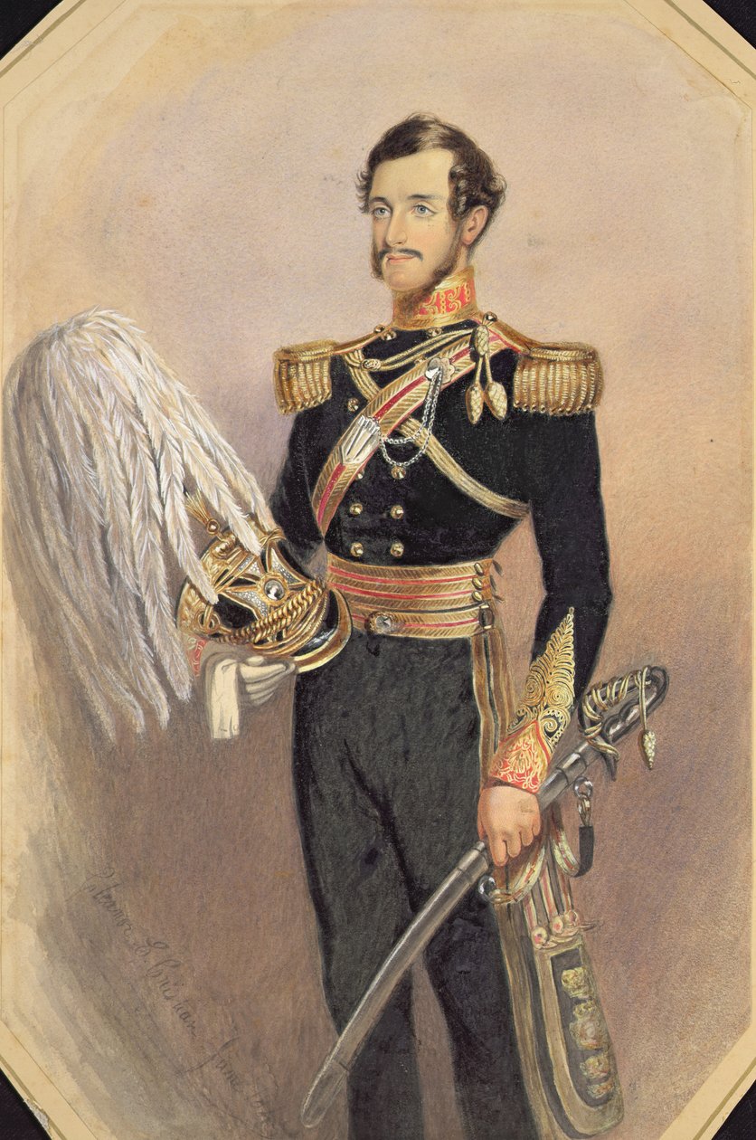 Portrét důstojníka v plném vojenském oděvu, 1840 (wc s arabskou gumou na papíře) od Eleanor Cristian